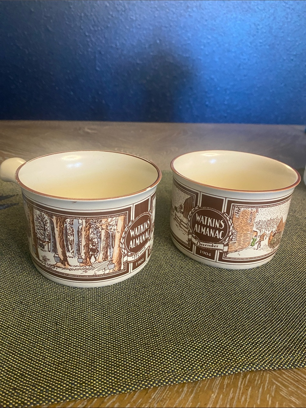 Watkins Almanac Soup Cup Mugs 1904